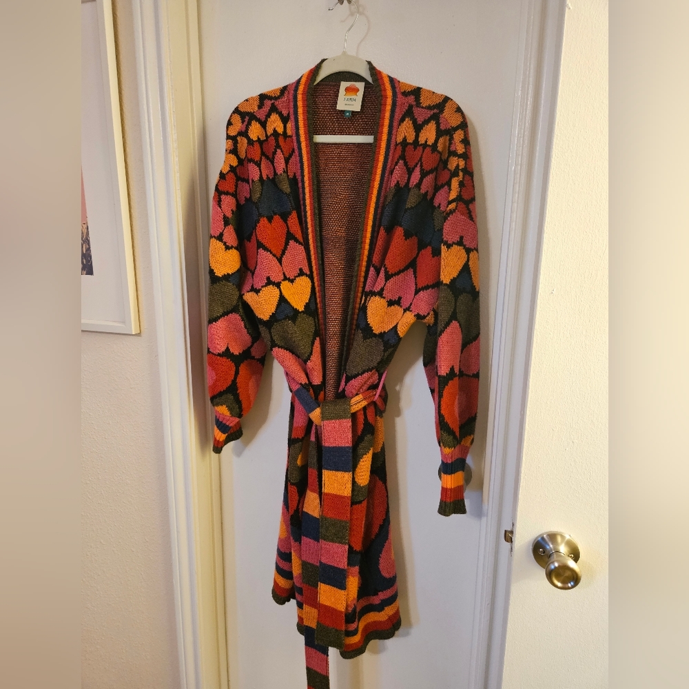 FARM Rio Full of Hearts midi cardigan sweater size M